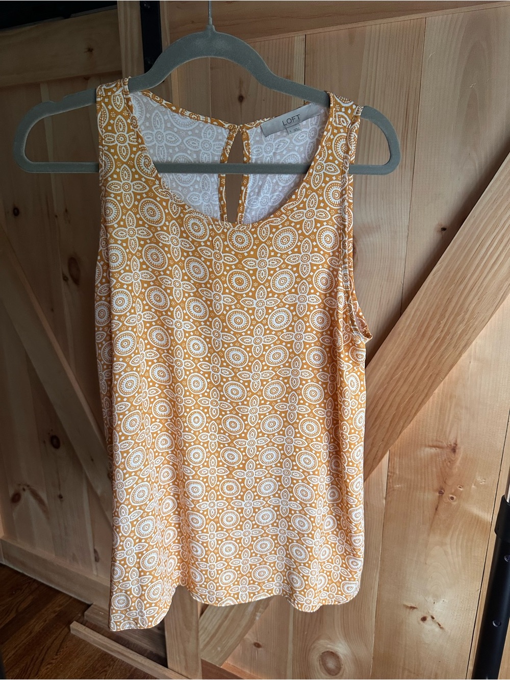 LOFT Mustard and White Paisley Sleeveless Blouse